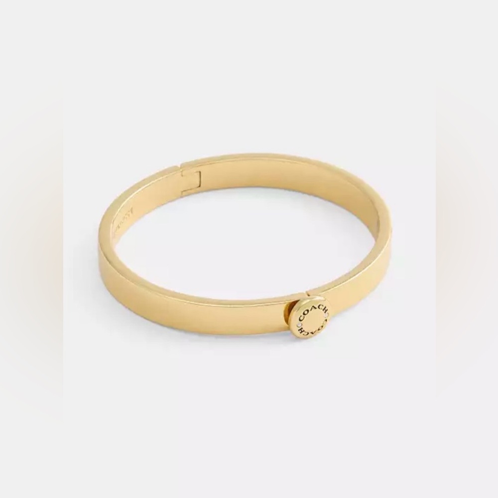 Authentic Coach Rivet HInged Bangle Gold Plated NEW WITHOUT TAG comes w/ DustBag